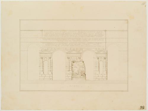 Fronte esterna del monumento delle acque Claudia ed Aniene nuova detta Porta Maggiore, con il sepolcro di M.Virgilio Eurisace