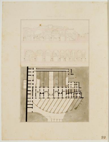 SEZIONE E PIANTA DELLA PARTE INFERIORE DELLE TERME DI TITO, PARTI RIMANENTI