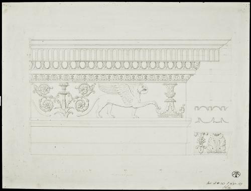 ORNATI ROMANI: TRABEAZIONE CON CANDELABRI ED ANIMALI ALATI DEL TEMPIO DI ANTONINO E FAUSTINA AL FORO ROMANO