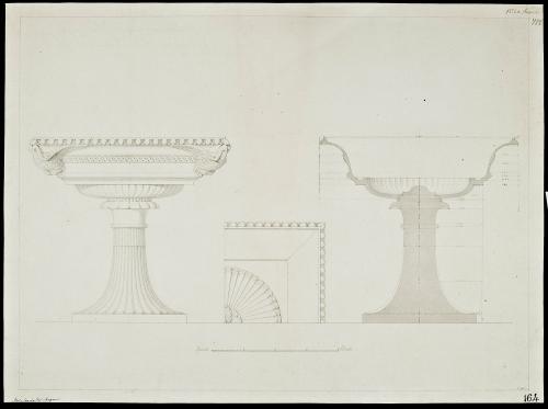 ORNATI ROMANI: TAZZA A BASE QUADRATA IN ROSSO ANTICO NEL GABINETTO DELLE MASCHERE AL MUSEO VATICANO