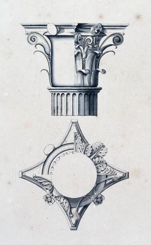 PROSPETTO E VISIONE DAL BASSO DI CAPITELLO DI ORDINE CORINZIO