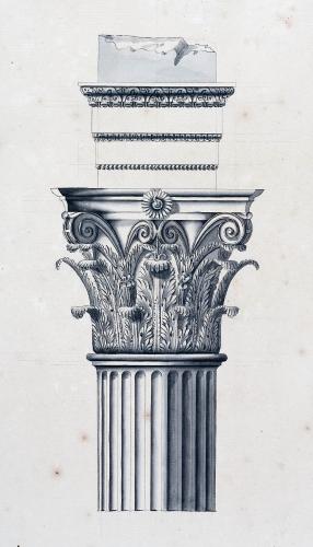 PROSPETTO DI CAPITELLO E ARCHITRAVE DI ORDINE CORINZIO