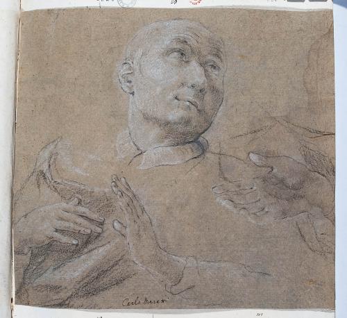 SAN CARLO BORROMEO A MEZZO BUSTO E STUDIO DI MANO