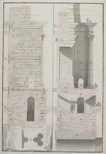 SPACCATO E PROFILO DI UN CONTRAFFORTE DELLA CUPOLA DI S. PIETRO