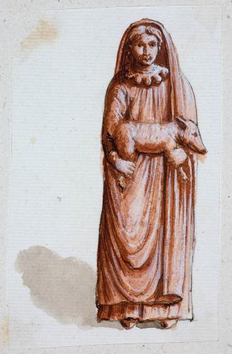 STATUETTA FEMMINILE CON PORCELLINO