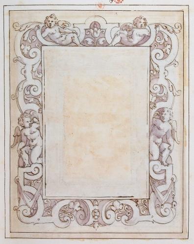 CORNICE CON VOLUTE E PUTTI