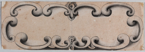 CORNICE PER TARGA CON DECORAZIONE A VOLUTE