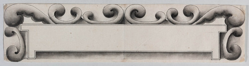 CORNICE PER TARGA CON DECORAZIONE A VOLUTE