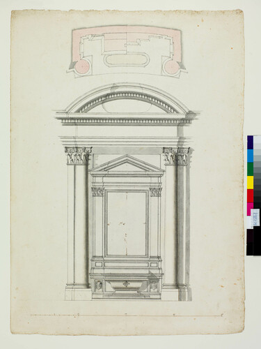 PIANTA E PROSPETTO PER LE CAPPELLE LATERALI DI S.MARIA DELL'ORAZIONE E MORTE