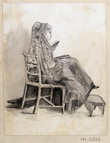 Figura di donna seduta che legge