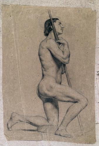 Figura maschile nuda inginocchiata