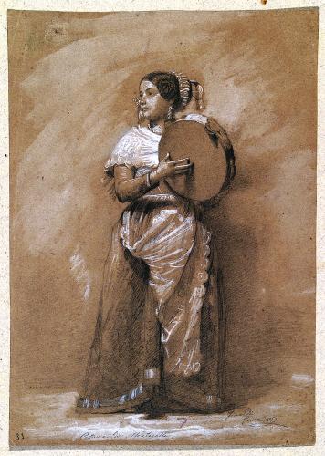 Figura femminile con tamburello