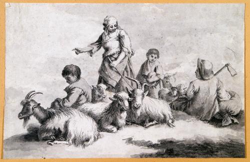 Famiglia di pastori con gregge