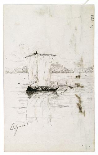 Paesaggio lacustre con barca
