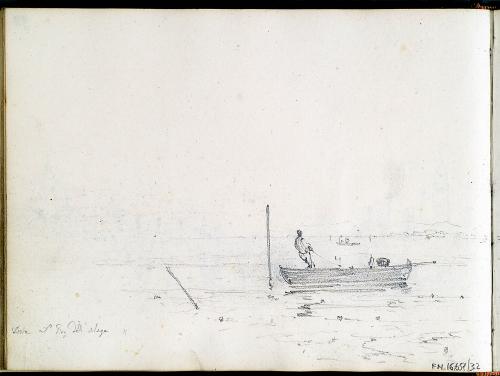 Veduta della laguna di Venezia con barca