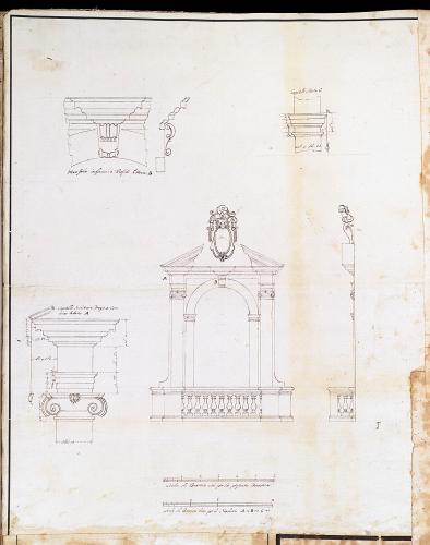 Prospetto e sezione di finestra / capitelli