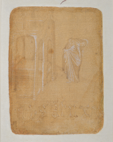 Sant'Antonio Abate viene ricondotto in spalla nell'abitacolo, prova di alfabeto gotico minuscolo (tav. II)