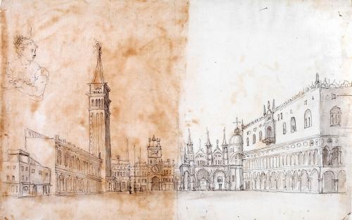 PIAZZA SAN MARCO A VENEZIA E STUDIO PER FIGURA FEMMINILE