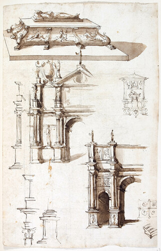 SCHIZZI PER ARCO TRIONFALE E MONUMENTO FUNEBRE