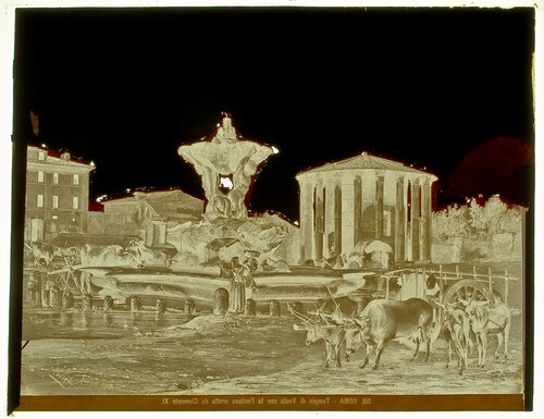 Roma - Tempio di Vesta con la Fontana eretta da Clemente XI.