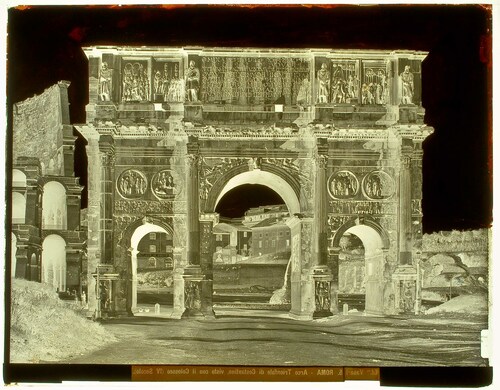 Roma - Arco Trionfale di Costantino, visto con il Colosseo (IV Secolo).