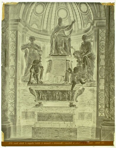 Roma - Basilica di S. Pietro in Vaticano - Monumento a Clemente X, Altieri (disegno di Mattia Rossi, 1676).