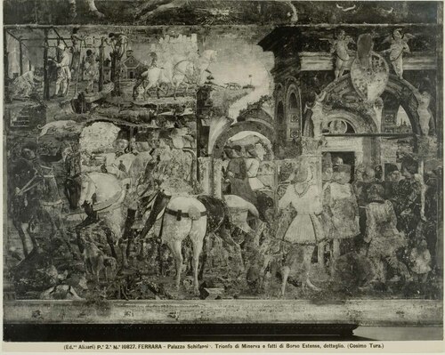 FERRARA - Palazzo Schifanoia Trionfo di Minerva e fatti di Borso Estense, dettaglio. ( Cosimo Tura.)