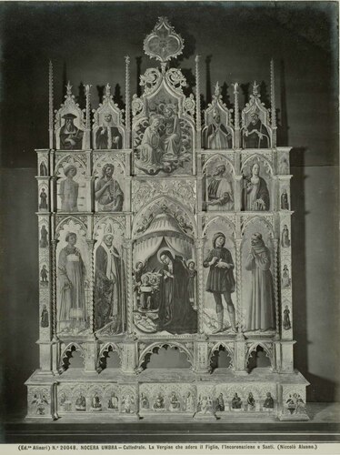 NOCERA UMBRA - Cattedrale. La Vergine che adora il Figlio, l'Incoronazione e Santi. (Niccol� Alunno.)