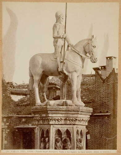 VERONA - Tombe degli Scaligeri. Tomba di Can Signorio. La figura equestre. (Bonino da Campione.)