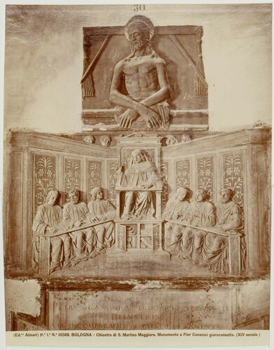 BOLOGNA - Chiostro di S. Martino Maggiore. Monumento a Pier Canonici giureconsulto. (XIV secolo.)