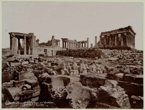 Vue d'ensemble du Parth�non, de l'Erechth�ion, Belle Porte et Caryatides