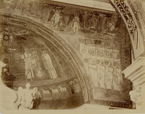 Roma. Chiesa di SS. Cosma e Damiano. Particolare del mosaico dell'abside e dell'arco trionfale