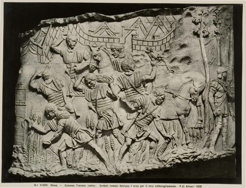 Roma - Colonna Traiana (calco). Soldati romani falciano l'orzo per il loro vettovagliamento