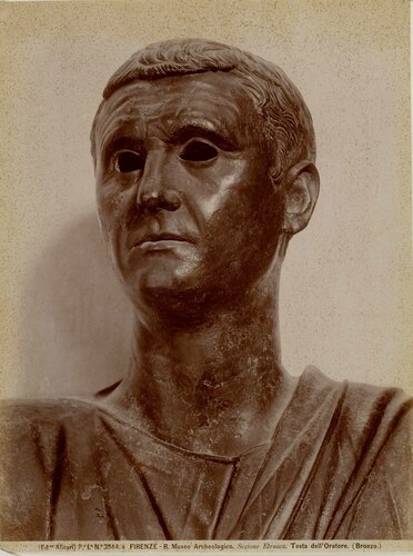 FIRENZE - R. Museo Archeologico. Sezione Etrusca. Testa dell'Oratore. (Bronzo.)