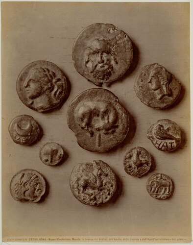 Roma - Museo Kicheriano. Monete in bronzo dei Vestini, dell'Apulia, della Lucania e dell'Ager Praetutiamus - Aes grave -