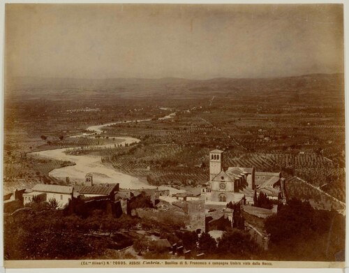 Assisi (Umbria). Basilica di S.Francesco e campagna Umbra viste dalla Rocca