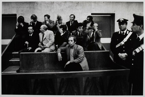 Palermo, 1978. Processo dei 114. In primo piano il boss Gaetano Fidanzati