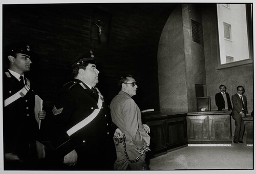 Palermo, 1978. In tribunale. Luciano Liggio, boss mafioso.