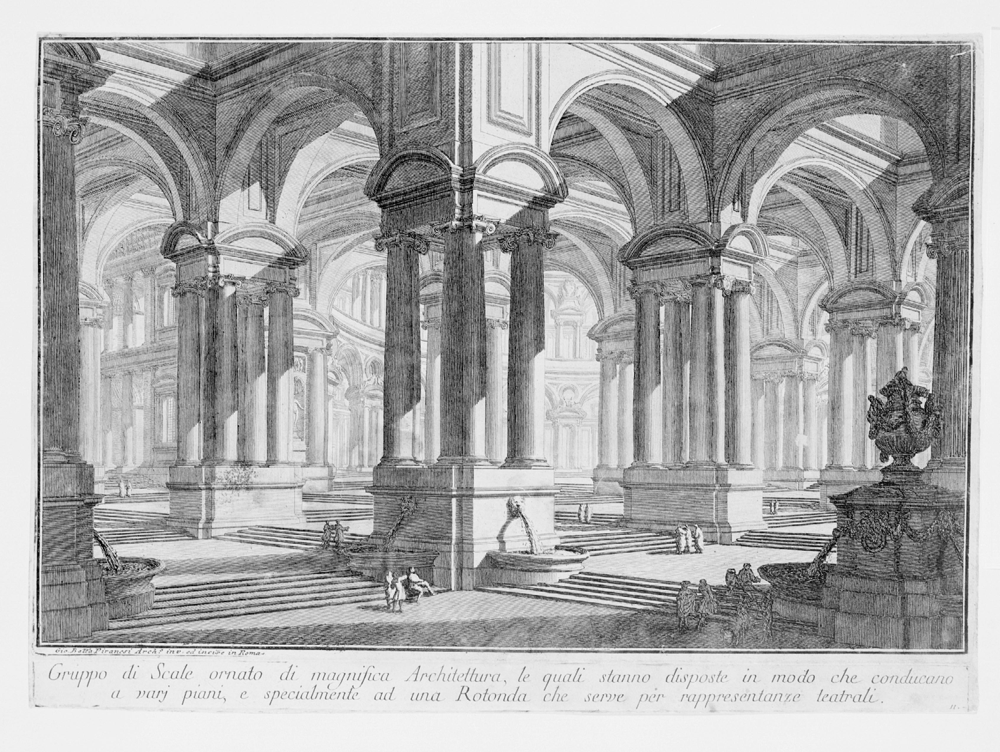 G.B. Piranesi “Gruppo di scale...” Stampa da Matrice 12, Prima parte di Architetture e Prospettive